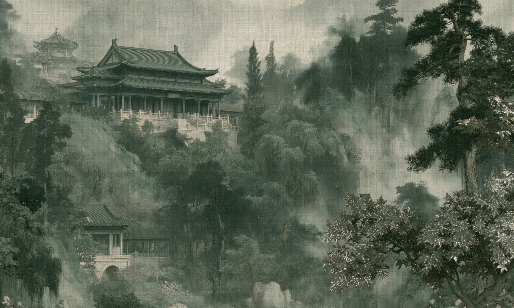 Tempio nella nebbia – carta da parati adesiva Dhécora Wall